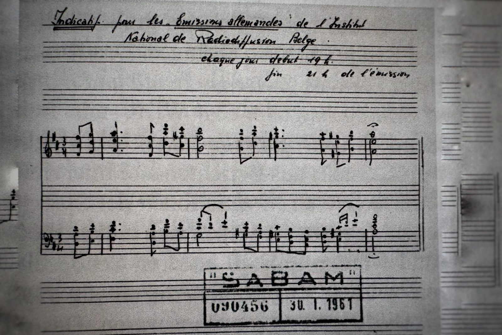 Partitur zum Sende-Jingle von Komponist Willy Mommer jr. (Bild: BRF-Archiv)