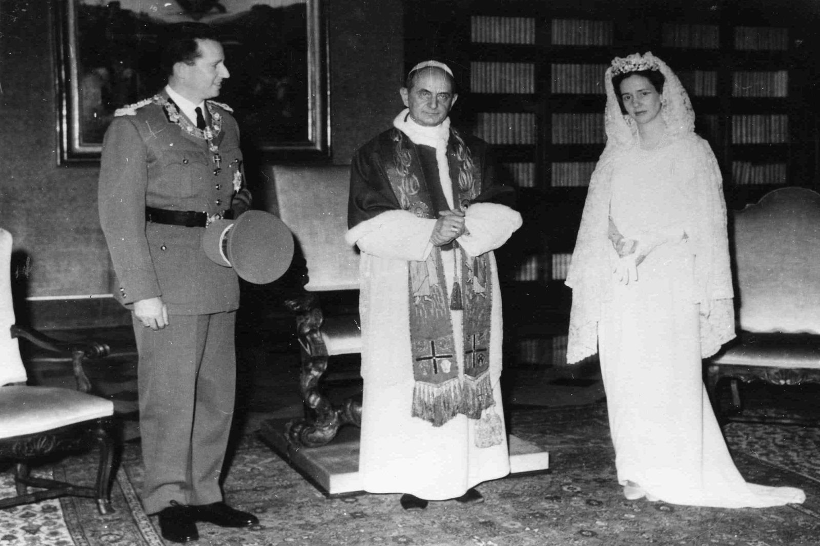 Privataudienz des belgischen Königspaars im April 1966 bei Papst Paul VI. (Bild: Belga-Archiv)